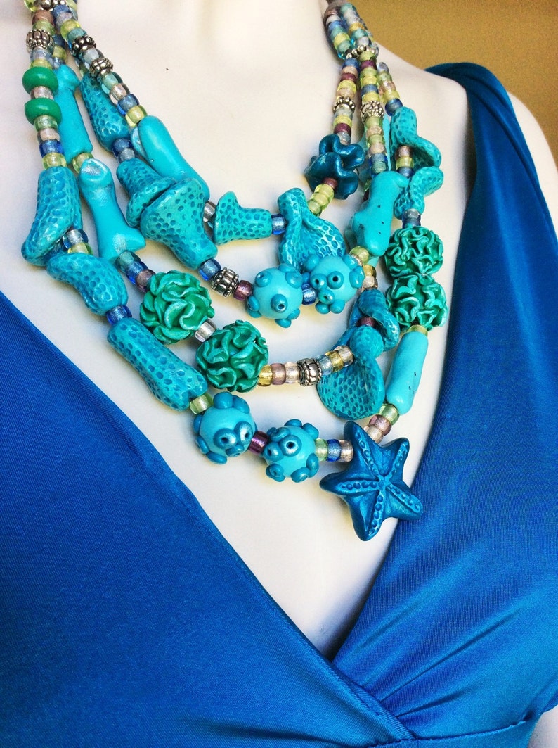 Chunky Turquoise Coral Reef Necklace / Beach Inspired Jewelry - Etsy