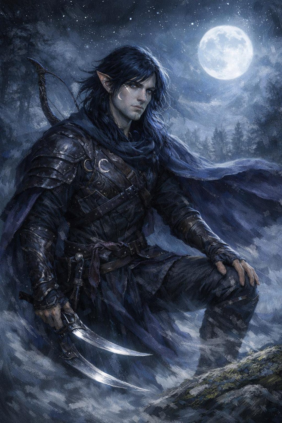 Fantasy Character Portrait – Moonlit & Night-themed Digital Art - Etsy