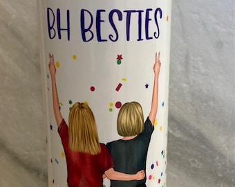 Personalized custom Blockhead Bestie confetti 20 ounce skinny tumbler, new kids fan, Jordan, Donnie, Joe, Danny, Jon, blockhead Sistas.
