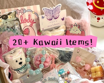 Kawaii Mystery Box VK | Geluksschepje | 20+ leuke items | Schattige briefpapier en pluche geschenkdoos | Verrassingscadeau voor haar