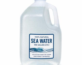 Agua de mar 100% natural – Un galón (3,78 L) / Recolectada en el océano / Sin filtrar