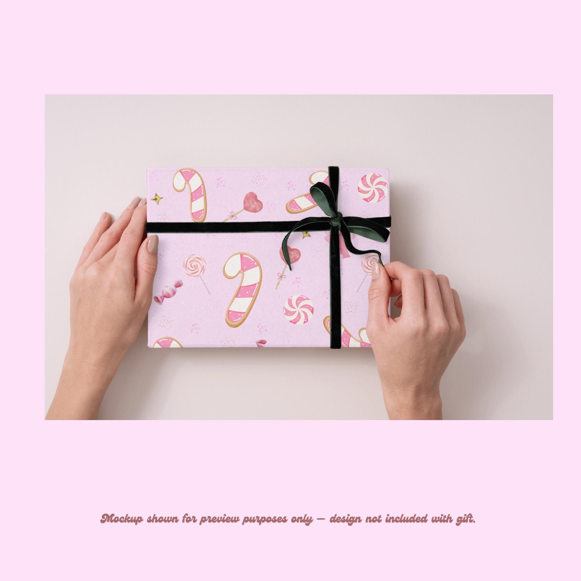 Pink Candy Cane Wrapping Paper • Kawaii Christmas Gift Wrap (digital ...