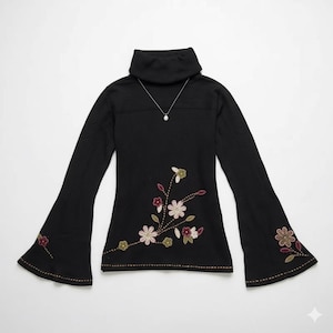 Black Swan Graphic Knit Sweater Women Turtleneck Y2K Aesthetic Pullover Harajuku Cute Casual Winter Warm Jumper Street Style Top