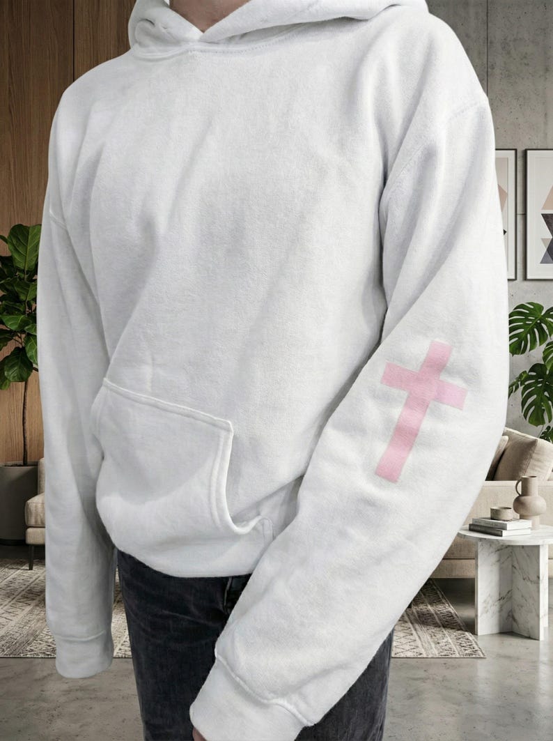 Christian Hoodie, Pink Cross, Faith Based Apparel image 9