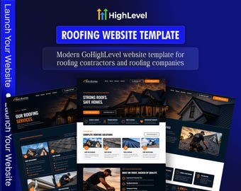Modern GHL Roofing Website Template, 4-Page Estimate Funnel (Digital Download)