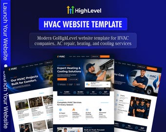 HVAC GoHighLevel Website Template | GHL Heating Cooling AC Repair Website | 5 Page Hvac Business Website | Done For You