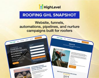 Roofing GoHighLevel Snapshot | GHL Roofer CRM | Website + Funnels + Automations + Nurture | Done For You GHL