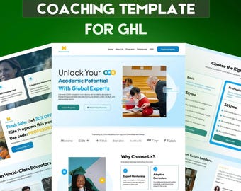 GoHighLevel Coaching Website Template | Life, Business, Tutoring Services (Digital Download)