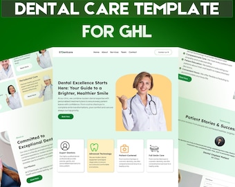 Dental Care GoHighLevel Website Template | GHL Dentist Website | 5 Pages Design | Done For You