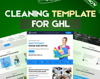 Cleaning Business GoHighLevel Website | 5 Pages | House Office Commercial | GHL Template | Cleaning