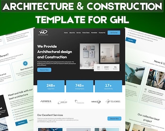 Architecture Construction GoHighLevel Template | GHL Contractor Website | 7 Page Website Design