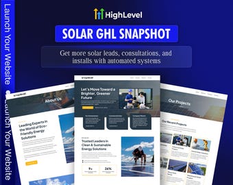 Solar CRM Snapshot | GoHighLevel Lead Funnels, Automations (Digital Product)