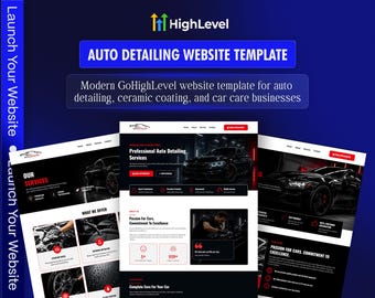 Auto Detailing GoHighLevel Website Template | GHL Car Detailing Ceramic Coating Website | 4 Page | Done For You