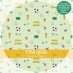 FIFA World Cup 2026 Seamless Pattern (Digital Download, 12x12 PNG File)