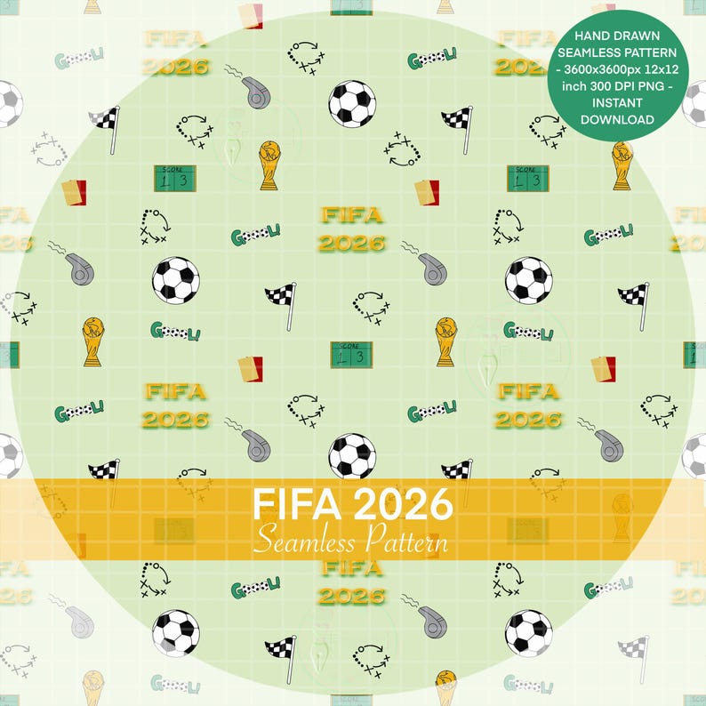Pattern Png Fifa FIFA World Cup 2026 Seamless Pattern (digital Download, 12x12 PNG File ...