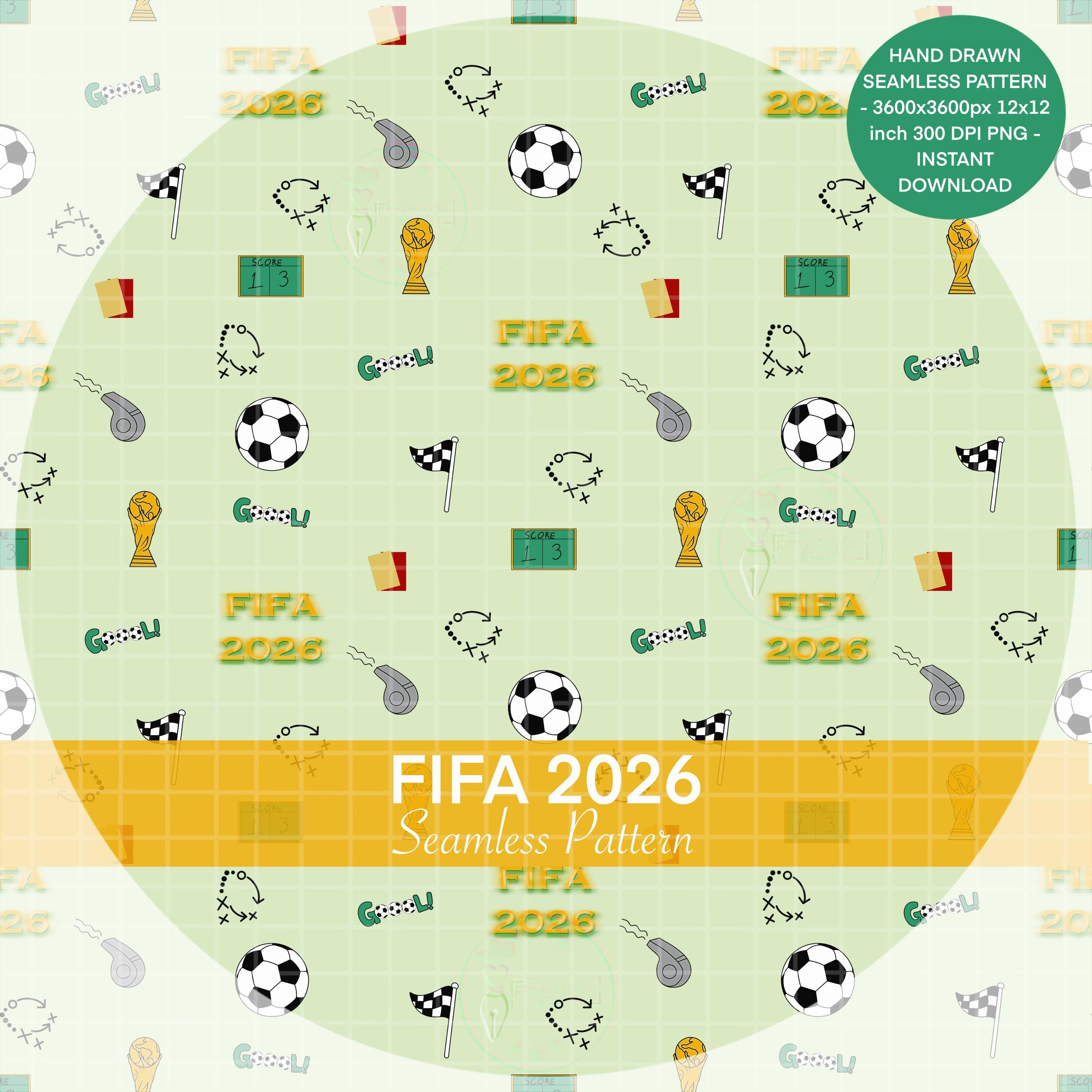 Fifa Pattern FIFA World Cup 2026 Seamless Pattern (digital Download, 12x12 PNG File ...