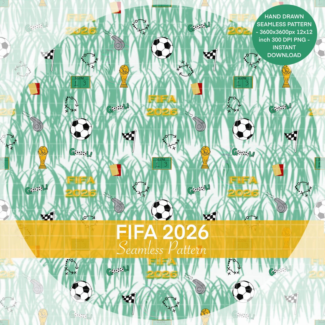 Fifa Pattern FIFA World Cup 2026 Seamless Pattern (digital Download, 12x12 PNG File ...
