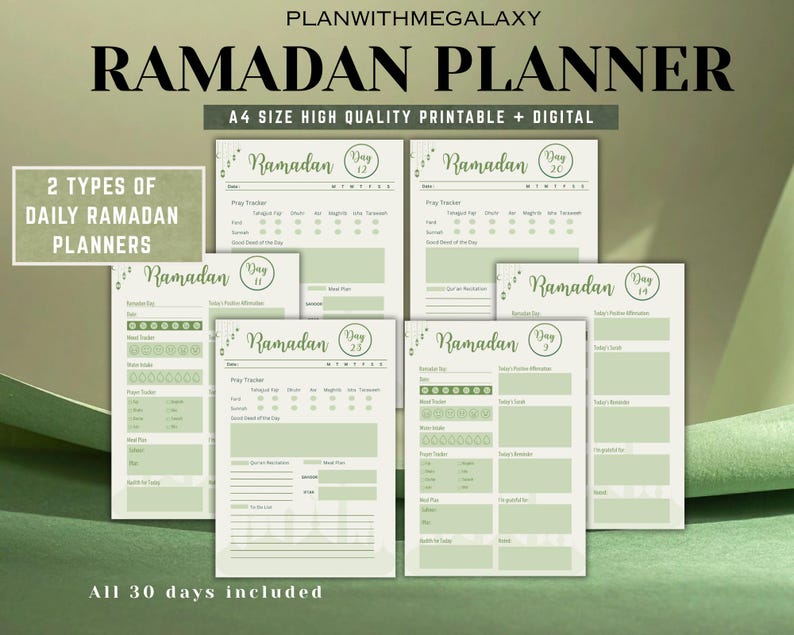 2026 Ramadan Planner Digital Pdf 30 Days Plan Islamic Printable Planner ...
