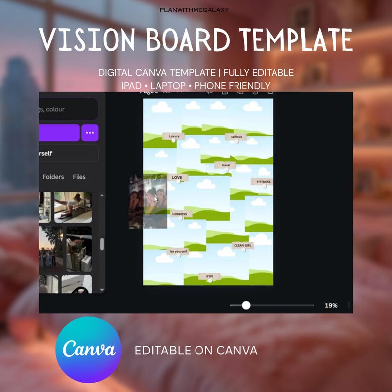 2026 Digital Vision Board Template Canva Party Kit Editable Printable ...