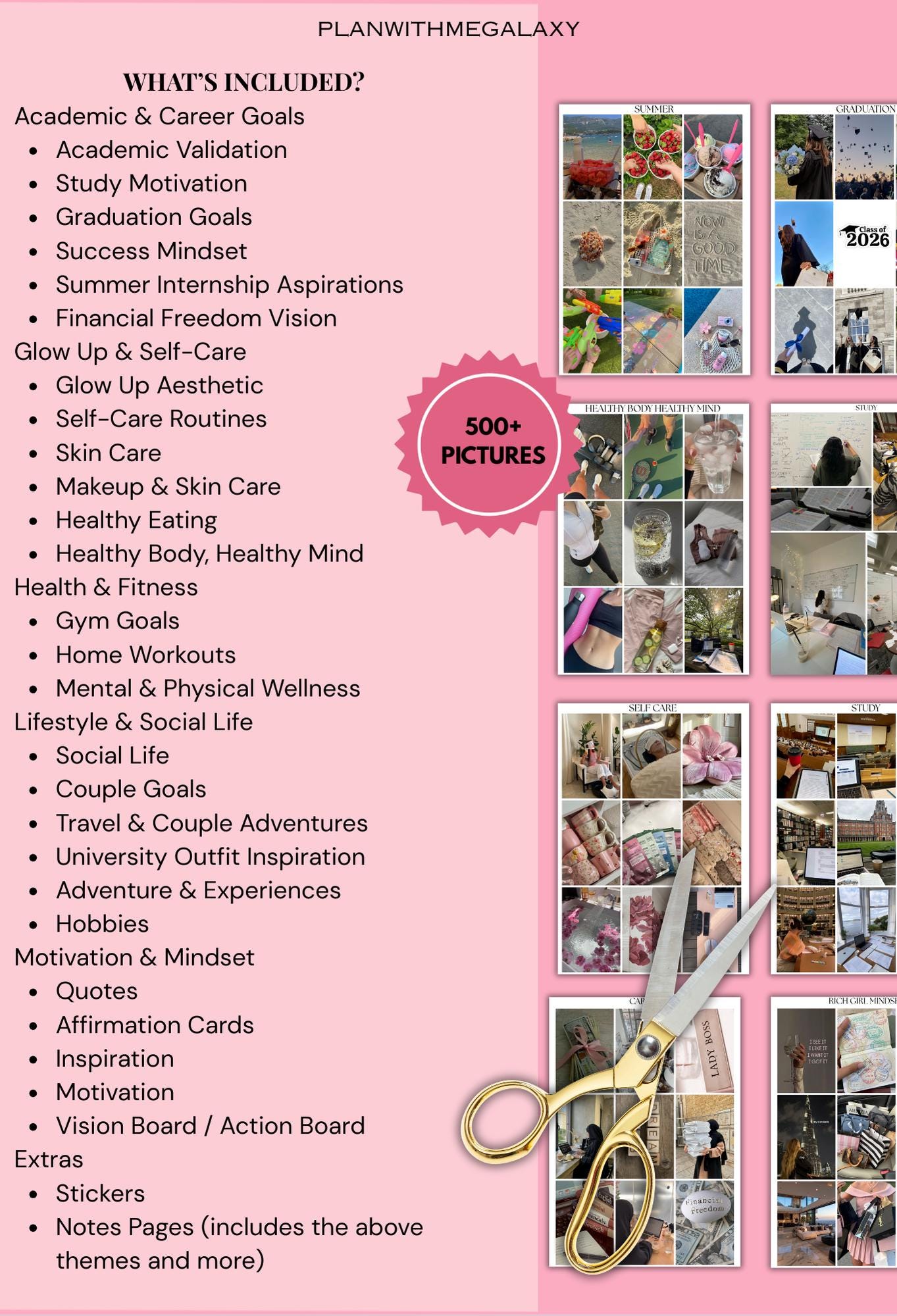 2026 Student Vision Board Pictures Digital Printable PDF Academic Goals ...