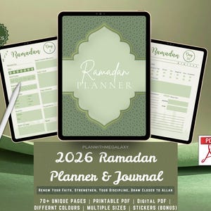 2026 Ramadan Planner digital pdf 30 days plan Islamic Printable Planner kid Activities Trackers Daily Prayer Fasting Quran Goals Checklists