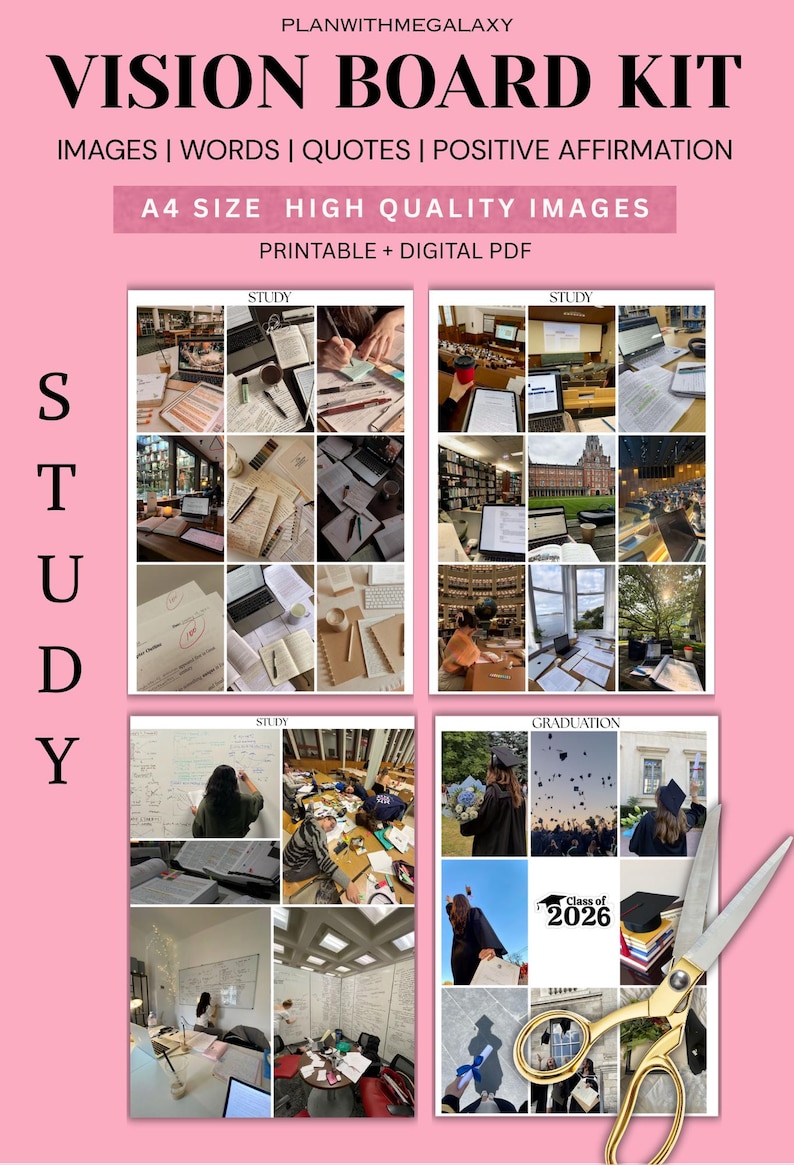 2026 Student Vision Board Pictures Digital Printable PDF Academic Goals ...