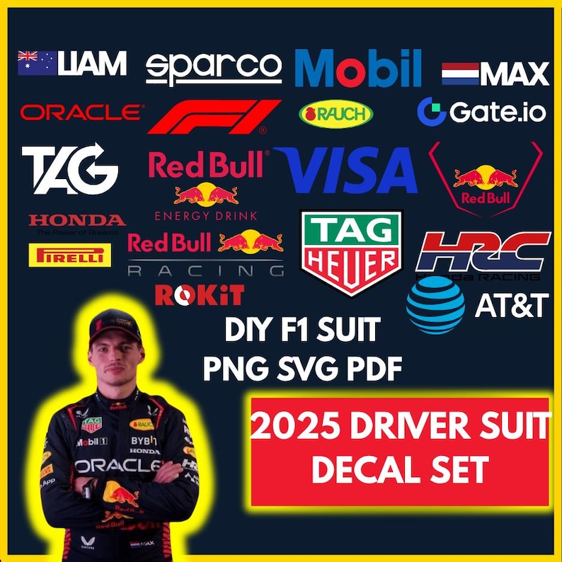 Red Bull F1 Racing Sponsor Logos – DIY Racer Suit Decals (svg, Pdf, Png ...