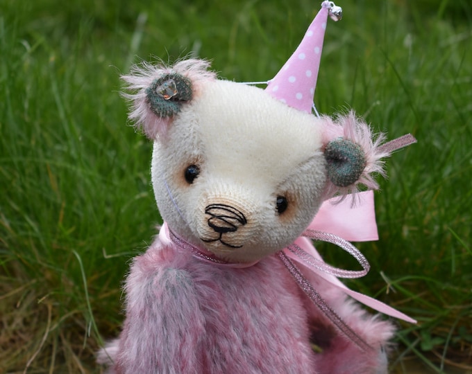 mohair bear "Alice' - 7.5" teddy,  L shaw Butterfly Bears -  artist bear, ooak, adult collectors item,  hand made teddy