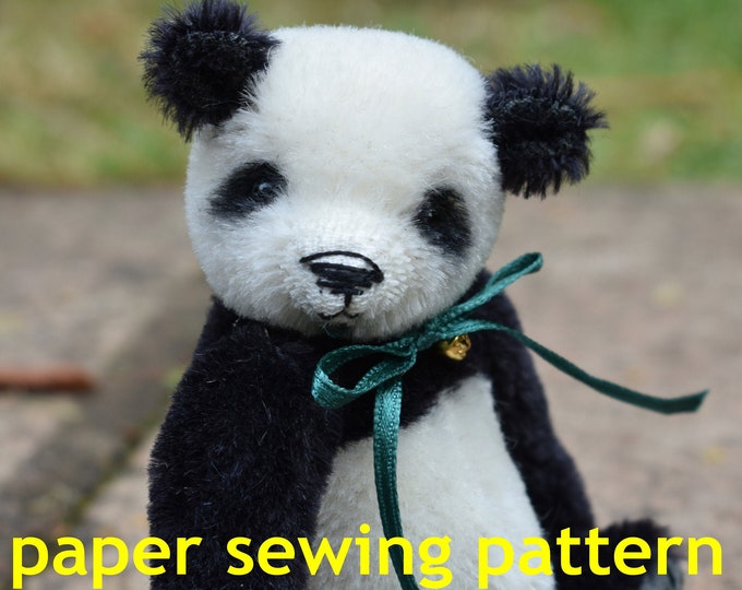 PAPER sewing pattern for 'Freddy'- 4.75" miniature Panda bear - Butterfly Bears, make a bear, teddy bear pattern, Panda pattern