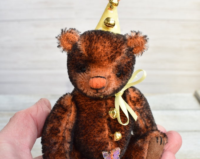 mini artist bear 'Bingo' - 4.25" L Shaw, Butterfly Bears, OOAK, hand made mohair  teddy, artist teddy, one of a kind, collectors item