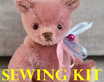 Complete sewing kit to make 'Ada' teddy bear - 4.5" - choice of  Mohair, joints, filling, diy bear kit, teddy sewing kit, make a bear