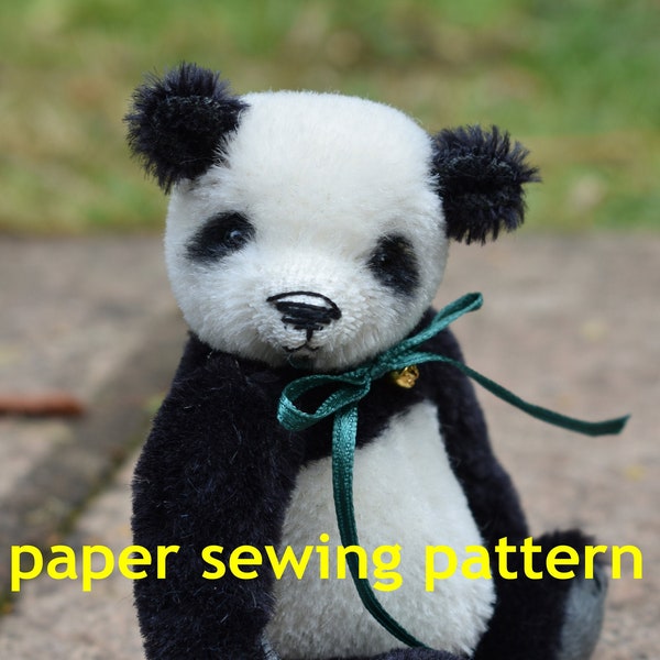 PAPER sewing pattern for 'Freddy'- 4.75" miniature Panda bear - Butterfly Bears, make a bear, teddy bear pattern, Panda pattern