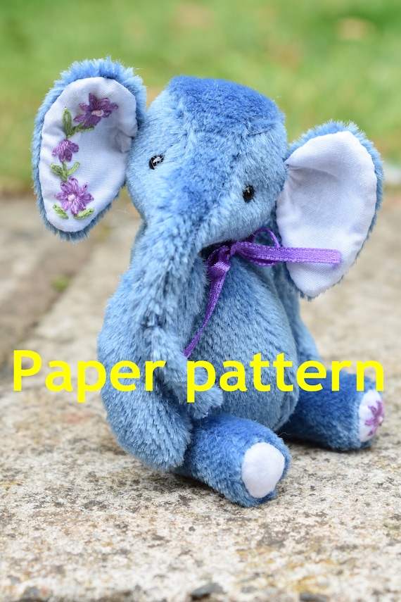 PAPER sewing pattern for 'Anna'- 4.5" mini elephant - jointed collectors item,  teddy pattern, bear sewing pattern, stitch an elephant