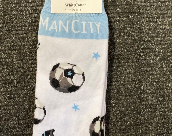 Man City Football socks gift - Sizes UK 2 - 7 & UK 8 - 12