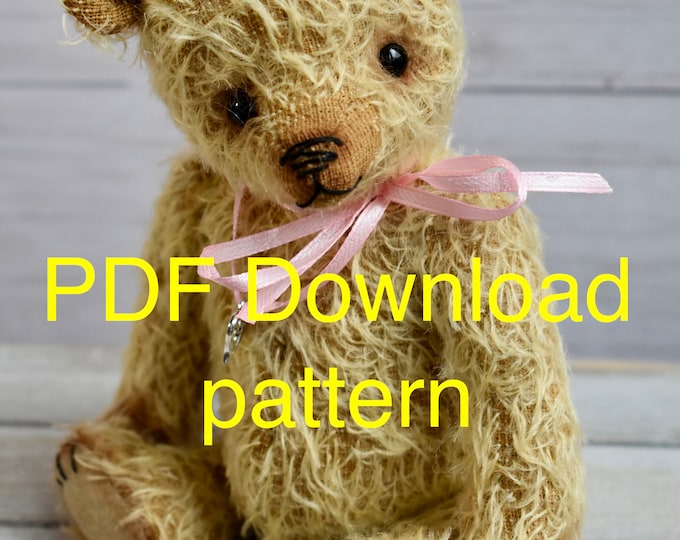 PDF download Pattern to make a 8" teddy bear  like 'Collette" - download, sewing pattern, make a bear, teddy pattern