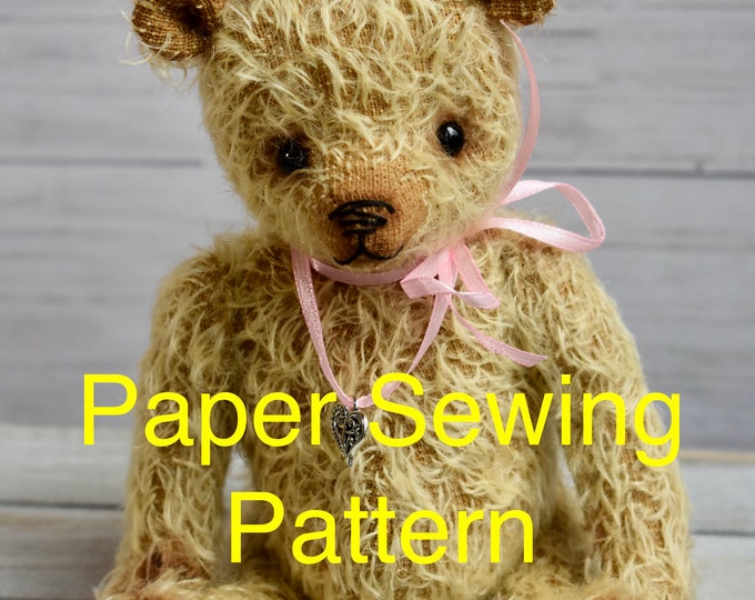 PAPER sewing pattern for 'Collette'- 8" Teddy bear - Butterfly Bears, stitch a bear, make a teddy bear, sew a bear