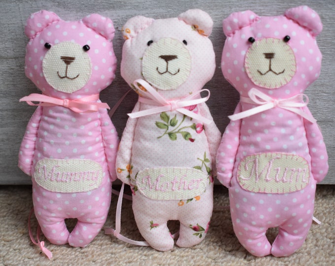 Lavender bag bears - Shabby chic, filled with lavender flowers - hand made, mum, mother, mummy , mothers day