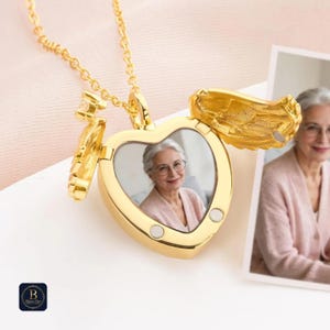 Engelenvleugels urn ketting met aandenken afbeelding, Memorial Sympathy Rouw verlies geschenk, foto hart medaillon