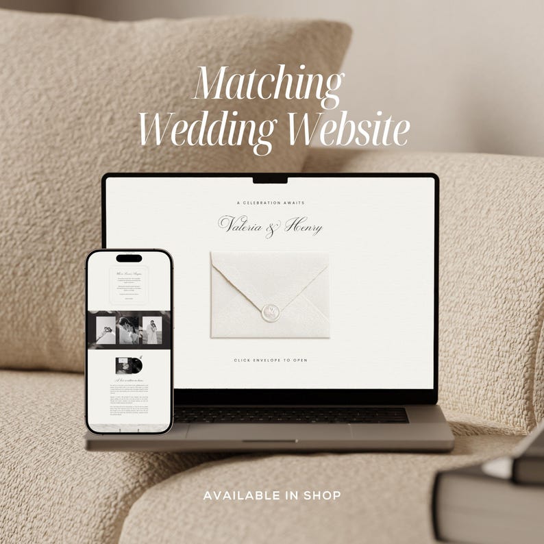 Ivory Save The Date Website Template, Custom Monogram Save The Date, Canva Save The Date Website, Digital Wedding Announcement - IV01 image 9