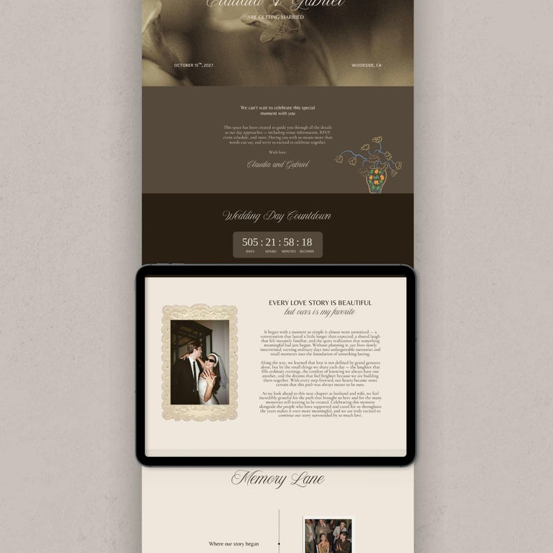Vintage Wedding Website Template, Elegant Old Money Canva Design (RSVP Included) - V01 image 2