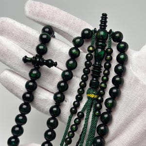 Tasbih Tijani en Yusr Khor  – Corail Vert, Ficelle Verte | Kourous Artisanal