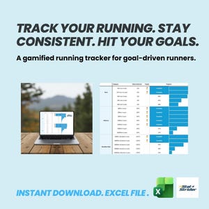 Suivi de la régularité de la course et de la distance | Tableau de bord des objectifs de course annuels, des progrès et des trophées (Excel)