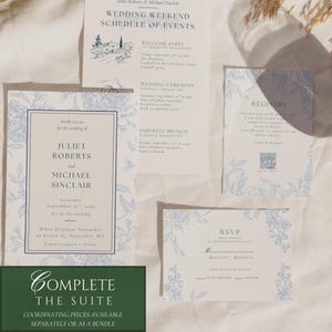 Editable Wedding Invitation Template • Blue Floral Hydrangea • 5x7 • Coastal Elegant Printable image 5