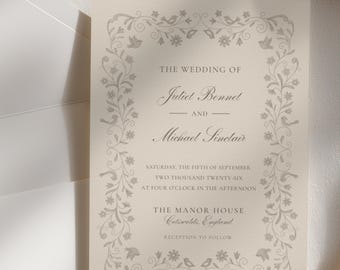 Editable Wedding Invitation Template, English Countryside Invite, Victorian Manor, Canva Template (Digital Download)