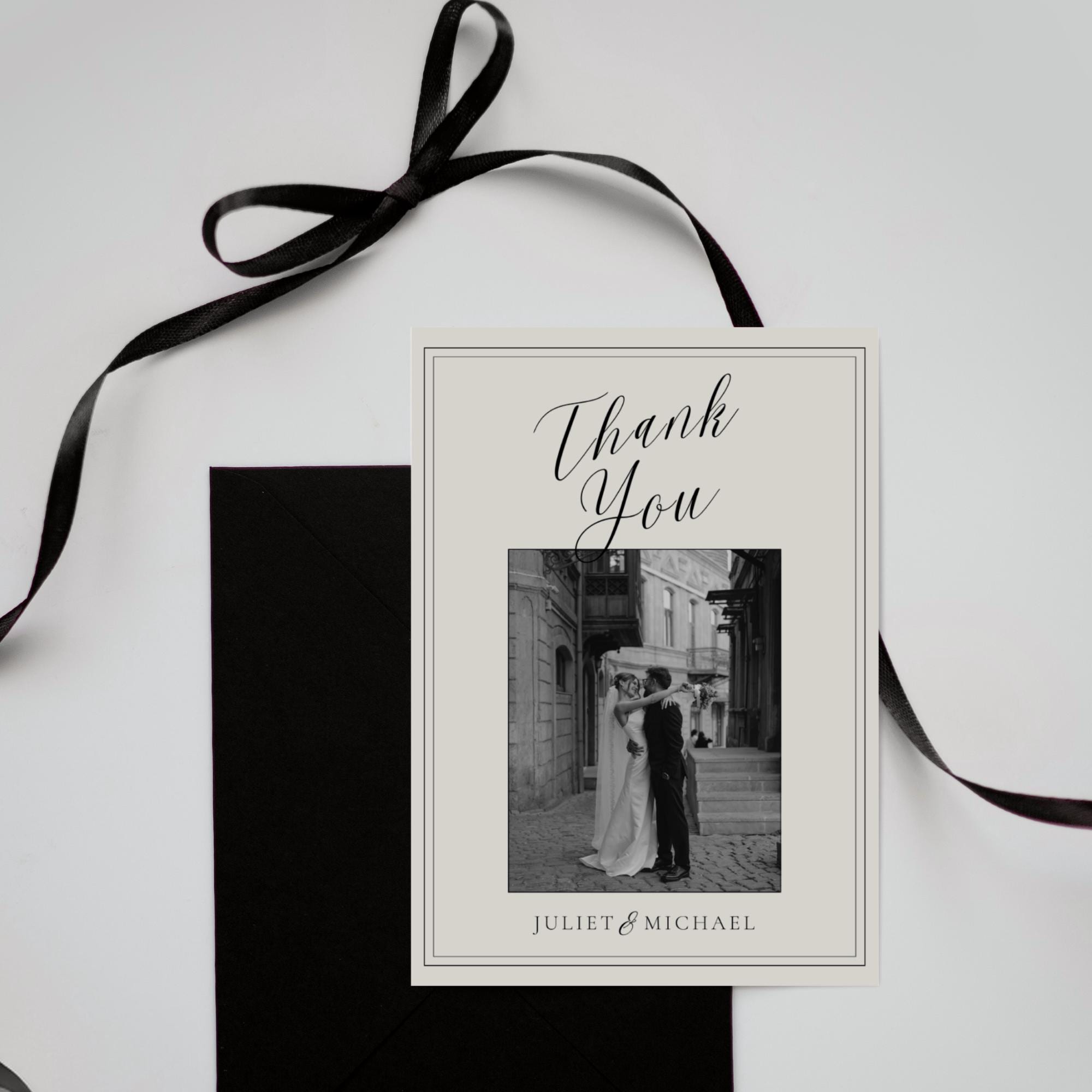 Editable Wedding Thank You Card Template With Photo, Minimalist Canva ...