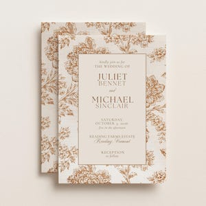 Fall Wedding Invitation, Autumn Botanical Wedding Invite, Canva Template (5x7 4x6 Digital Download)
