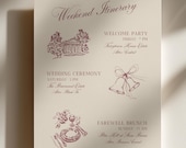 Editable Wedding Weekend Itinerary Template, Black Tie Burgundy Wedding (Digital Download)