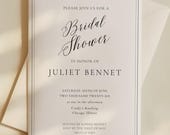 Editable Bridal Shower Invitation, Classic Wedding, Minimalist Invite, Canva Template (5x7 4x6 Printable)