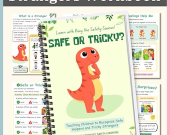 Safe vs Tricky Strangers Workbook | Kids Boundaries & Safety Activities | Stranger Danger Alternative | Dinosaur PDF