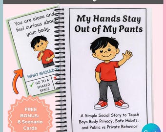 Hands Stay Out of Pants | Boys Social Story Body Privacy Printable | Personal Space | Canva Editable